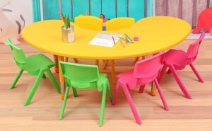 3805 *Mesa Media Luna Cubierta d/Madera Altura Ajustable Reforzada c/Acero* (180x90x  48 a 60 cm.) 3 Colores Diferentes. - Imagen 6