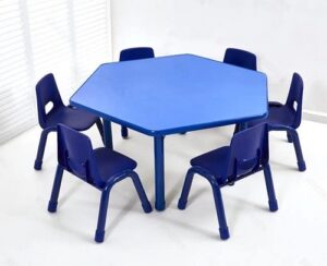 4201 *Mesa Hexagonal Cubierta d/Madera Altura Ajustable Reforzada c/Acero* 120x 48 a 60 cm.) 3 Colores Diferentes. - Imagen 2