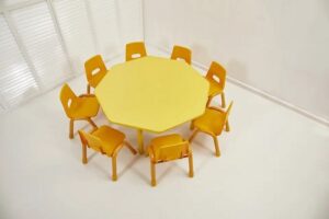 4201 *Mesa Hexagonal Cubierta d/Madera Altura Ajustable Reforzada c/Acero* 120x 48 a 60 cm.) 3 Colores Diferentes. - Imagen 5