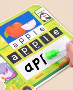 6734 *Escribe y Forma Palabras c/Fichas Magnéticas*  (25x25 cm.) 3 Tableros+35 Rompecabezas+Plumón+52 Letras Magnéticas. - Imagen 2