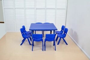 7601 *Mesa Cuadrada p/8 Niños Altura Ajustable Reforzada c/Acero* (88x88x  48 a 60 cm.) 3 Colores Diferentes.