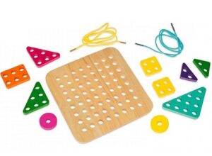 6774 *Tablero Geométrico p/Enhebrar y Crear* (18x18 cm.) Tablero+10 Figuras+Cordones. - Imagen 4