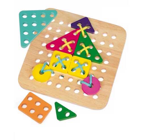 6774-6 6774 *Tablero Geométrico p/Enhebrar y Crear* (18x18 cm.) Tablero+10 Figuras+Cordones. - Imagen 1