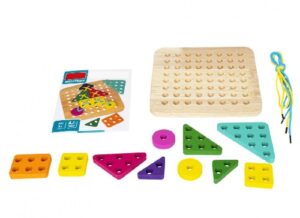 6774 *Tablero Geométrico p/Enhebrar y Crear* (18x18 cm.) Tablero+10 Figuras+Cordones. - Imagen 6