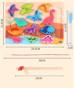6844 *Rompecabezas 3 en 1 Pintaron, Juego d/Pesca Magnético y Enhebrar* (29x21.5 cm) Tablero+12 Figuras+ Caña+Cordón +Plumón. - Imagen 7