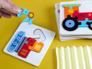 7024 *Rompecabezas d/Madera Pocas Piezas* (10.5x10.5 cm.) 12 Diferentes. - Imagen 3