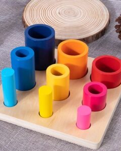 7164 *Bloques Cilíndricos Montessori* (18x18 cm.) Tablero+9 Cilindros de Madera. - Imagen 3