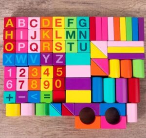 7184 *CUBETA BLOCKS de Madera Sólida en Colores* (20x20 cm.) 80 Pcs. - Imagen 6