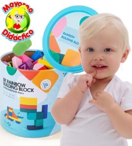 7184 *CUBETA BLOCKS de Madera Sólida en Colores* (20x20 cm.) 80 Pcs.