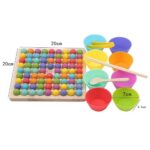 7284 *Tablero Perlas de Madera* (28.5x21 cm.) Tablero+ 80Perlas +Pinzas+ Cuchara+ Palillos+8 Recipientes d/Colores. - Imagen 5