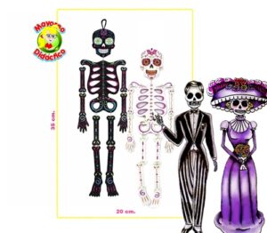0530 *Esqueleto c/Brillo Día de Muertos* (20x35 cm.) 2 Diferentes. - Imagen 3