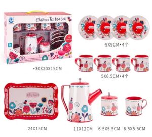 5001 *Juego de Té METÁLICO Flores Rojas* (45x30 cm.) 12 Pcs. - Imagen 5