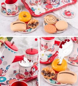 5001 *Juego de Té METÁLICO Flores Rojas* (45x30 cm.) 12 Pcs. - Imagen 4