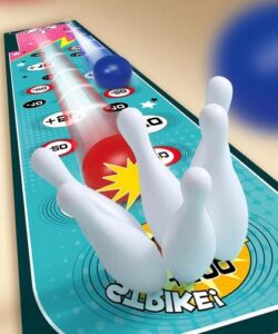 4270 *TAPETE Boliche* (30x120 cm.) +6 Bolas Deslizables +6 Bolos de 3x10 cm.