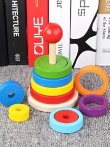 0354 *TORRE GEOMÉTRICA LÓGICA Apilable de Aros Dobles* (9.5x16.5 cm.) 16 Pcs. - Imagen 3