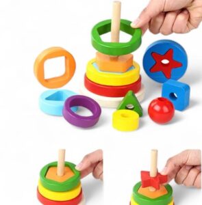 0354 *TORRE GEOMÉTRICA LÓGICA Apilable de Aros Dobles* (9.5x16.5 cm.) 16 Pcs. - Imagen 5