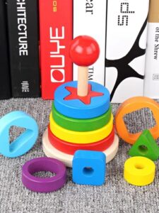 0354 *TORRE GEOMÉTRICA LÓGICA Apilable de Aros Dobles* (9.5x16.5 cm.) 16 Pcs. - Imagen 2