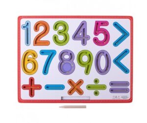 0434-N *Tablero Traza Números en Madera* (30x22.5 cm.)