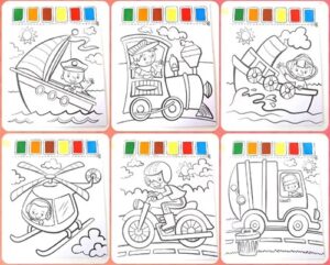 3210 *Set de Dibujos p/Pintar con Agua* (21x30 cm.) 6 Dibujos +Pincel. 4 Diferentes. - Imagen 5