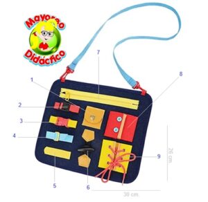 4303 *PORTAFOLIO-TABLERO TEXTIL Motricidad Fina* (30x26 cm.) 9 Habilidades. - Imagen 2