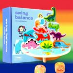 3734 *Balanza Columpio de Madera DINOS* (20.5x19 cm.) 1 Balanza+10 Figuras +2 Dados. - Imagen 3