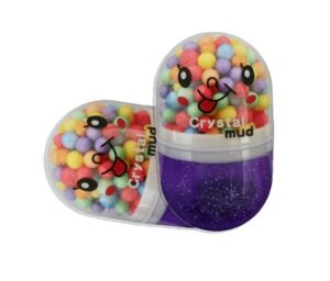 4336-24 *CAJA c/24 Slime Crystal Mud CAPSULA EMOJIS ARCOIRIS* (4x8cm.)