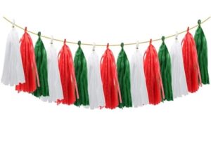 4350 *Festón d/Papel Verde, Blanco y Rojo* (12x35 cm.) 15 Pcs.+Cordón. - Imagen 2