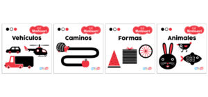 0071 *BEBÉ MONTESSORI NEGRO Y ROJO* (16x16 cm.) 20 Pág.-Cartón 4 Diferentes.