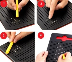 3292 *TABLERO MAGNÉTICO DE DIBUJO* (22x18 cm.) Tablero c/Lápiz+20 Trajetas+380 Perlas Magnéticas. - Imagen 4