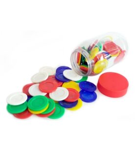 4370 *Fichas de Colores EN BOTE* (3 cm.) 100 Pcs.