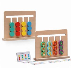 2300 *TABLERO COGNITIVO DESLIZANTE 4 Columnas Animales* (21.5x17 cm.) Tablero +15 Tarjetas Dobles. - Imagen 2