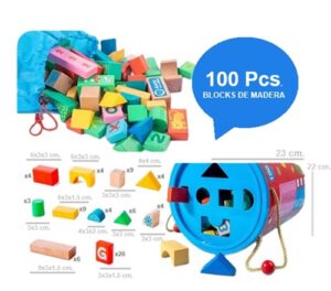 2719 *Cubeta BLOQUES DE MADERA* (23x22 cm.) 100 Pcs. - Imagen 2