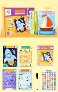 3084 *LABERINTOS REUTILIZABLES* (25x20.5 cm.) 50 Tableros+Plumón+Stickers - Imagen 2