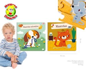0286 *Libro-Rompecabezas MASCOTAS* (16x16 cm.) 10 Pág. 2 Diferentes.