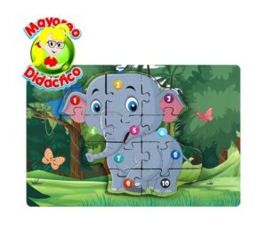 4552 *Rompecabezas Grueso d/Madera ELEFANTE* (15x22 cm.) 10 Pcs. - Imagen 2