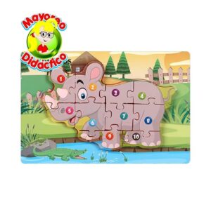 4552 *Rompecabezas Grueso d/Madera RINO* (15x22 cm.) 10 Pcs. - Imagen 2