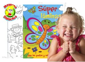 6104 *SÚPER LAMINAS de Cartón p/Colorear y Dibujar Uniendo Puntos* (24x33 cm.) 32 Pág. - Imagen 2