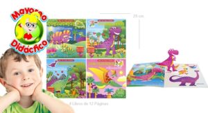 7774 *SET d/4 Libros con Piezas Extraíbles DINOSAURIOS* (29x29 cm.) 48 Pág. - Imagen 2
