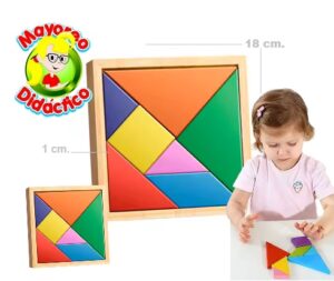 0189 *TANGRAM GRUESO* (18x18 cm.) 7 Pcs. d/Madera Sólida. - Imagen 2