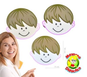 0318 *Mini Caritas d/NIÑOS CASTAÑOS* (10 cm.) 10 Pcs. - Imagen 2