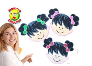 0318 *Mini Caritas d/NIÑOS CASTAÑOS* (10 cm.) 10 Pcs. - Imagen 2