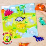 6929 *Tablero d/Madera DINOS c/VELCRO* (22.5 cm.) 10 Pcs.+Tablero Ilustrado. - Imagen 3