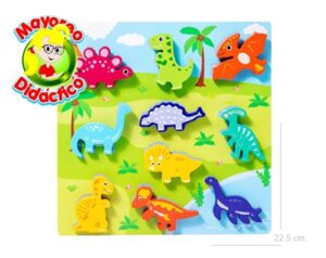 6929 *Tablero d/Madera DINOS c/VELCRO* (22.5 cm.) 10 Pcs.+Tablero Ilustrado. - Imagen 2