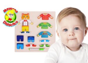 7247 *Tablero d/Madera c/Pizarrón LA ROPA DEL GATITO* 30 cm.) 14 Pcs.+Tablero. - Imagen 3