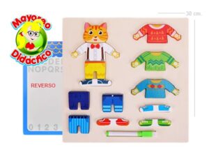 7247 *Tablero d/Madera c/Pizarrón LA ROPA DEL GATITO* 30 cm.) 14 Pcs.+Tablero. - Imagen 2