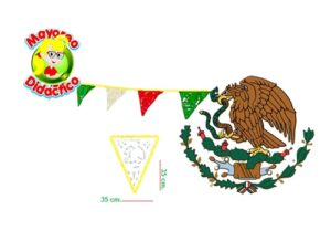 4417-20 *20 Banderines PLÁSTICOS c/9 ESCUDOS MEXICANOS* (35x35 cm.) 5m