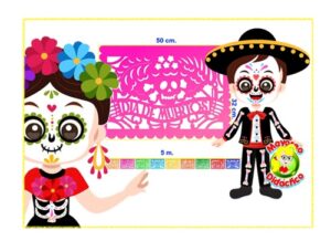 0002 *Enramada HORIZONTAL de PAPEL Día de Muertos* (50x35 cm.) 5 m. - Imagen 2