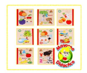 0165 *Rompecabezas Libro ABC de Madera* (14.5x17.5 cm.) 6Pág. de 11 Pcs. 5 Diferentes - Imagen 3
