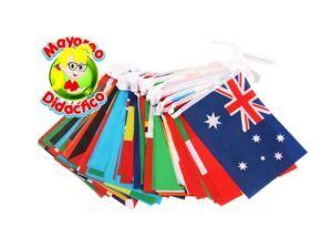 0226 *Cadena Textil BANDERAS DEL MUNDO* (7 Metros) 24 Banderas de 15x21 cm. - Imagen 2