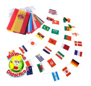 0226 *Cadena Textil BANDERAS DEL MUNDO* (7 Metros) 24 Banderas de 15x21 cm. - Imagen 4